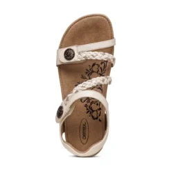 Online Jillian Braided Quarter Strap Ivory Sandal SC362 Women Women's Sandals