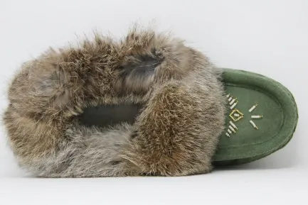 Hot Moccasins Beaded Fur Collar Women Women's Slippers