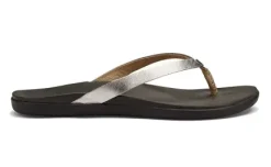 Sale Ho'opio Women's Thong Sandals - Silver Leather Canadian Footwear Women Women's Sandals
