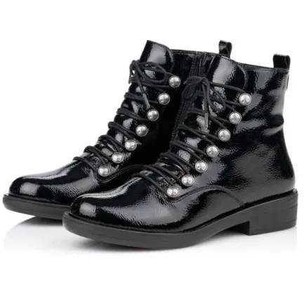 Best R4974-01 Stylish Patent Look Ankle Boot Women Women's Boots