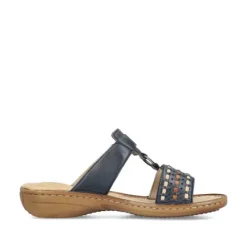 Clearance 60842-14 Navy Women's Slide Sandal Women Women's Sandals
